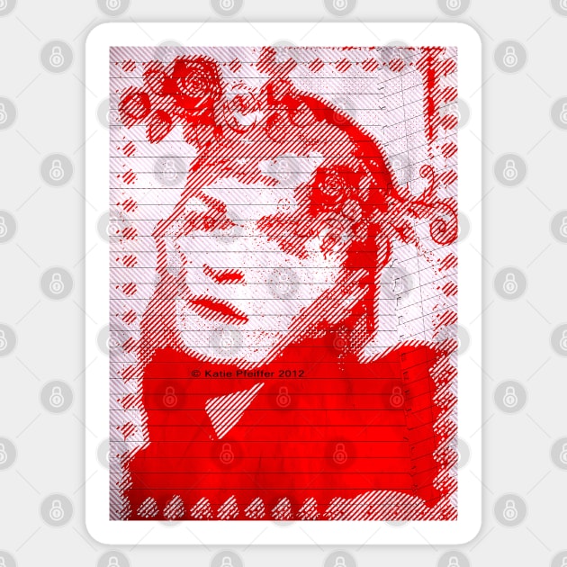 Red Lady Digital Art Portrait Sticker by Kater